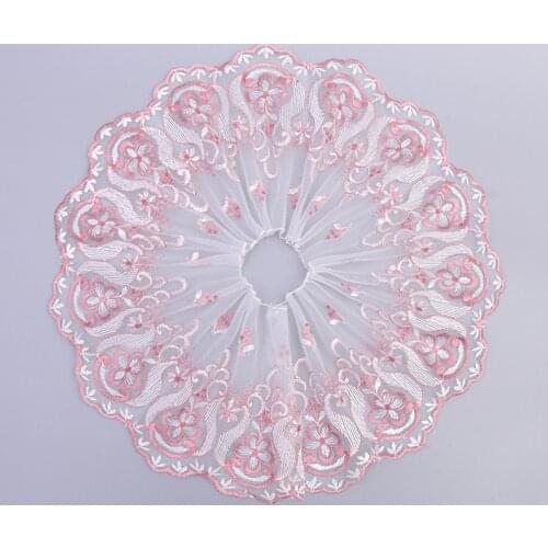 30Yards 21cm Wide Tulle Lace Trim Pink Green Coffee Purple Fabric Embroidery Bridal Applique Sewing Craft