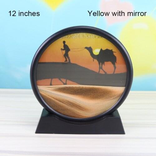 3D Scenery Painting Hourglasses Moving Liquid Sand Glass Frame Home Desktop Decor _WK