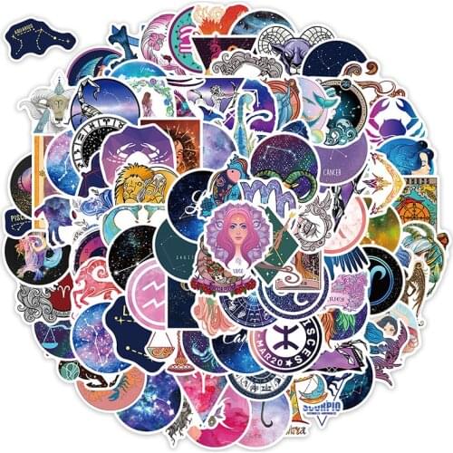 50pcs/100pcs Cute Twelve Constellations Stickers DIY Stickers Skateboard Car Motorcycle Luggage Sticker Kid Toy