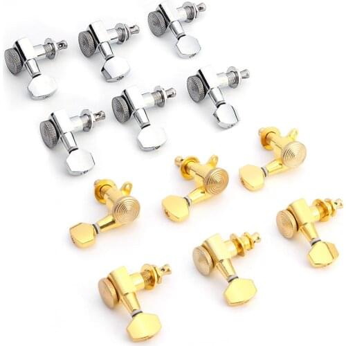 6pcs 6R Inline Guitar Locking Tuners Electric Acoustic Guitar Machine Heads Tuners Metal Lock Silver/Gold/Guitar Tuning Pegs