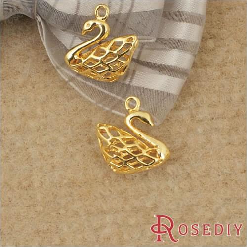 Wholesale 16*14mm High Quality Gold color Hollow Swan Copper Charms Diy Jewelry Findings Accessories 6 pcs(JM6132)
