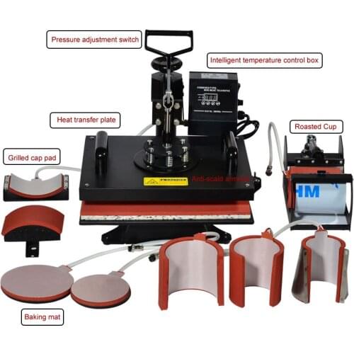 8 In 1 Combo Heat Transfer Machine Sublimation/Heat Press Machine For Plate/Mug/Cap/TShirt /Phone case