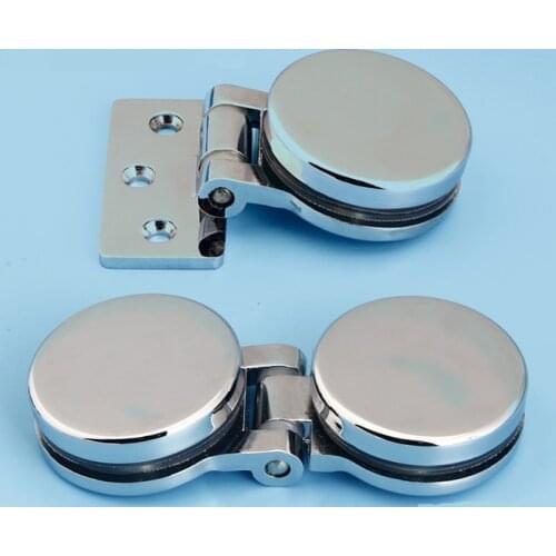 2Pcs/Lot 90 180 Degrees Zinc Shower Box Screen Frameless Glass Hinge Mortise decorative cover round chrome
