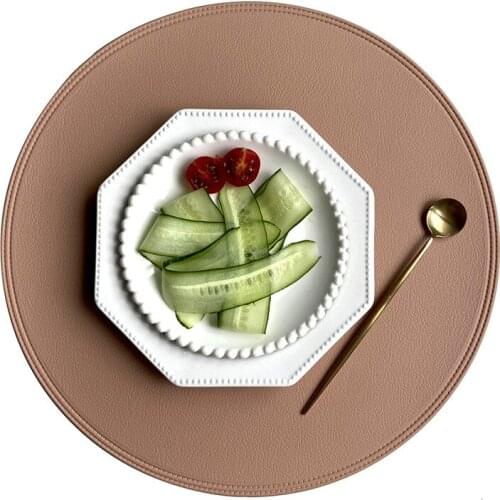 Round Faux Leather Placemat Heat Resistant Tableware Pad Non-Slip Mat Waterproof Coaster Kitchen Dining Tool