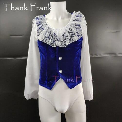 Two-Piece Male Ballet Leotard Suit Custom Made Boys Lace Prince Ballet Dance Costumes Adult Long Sleeve Gymnastics Leotards C515