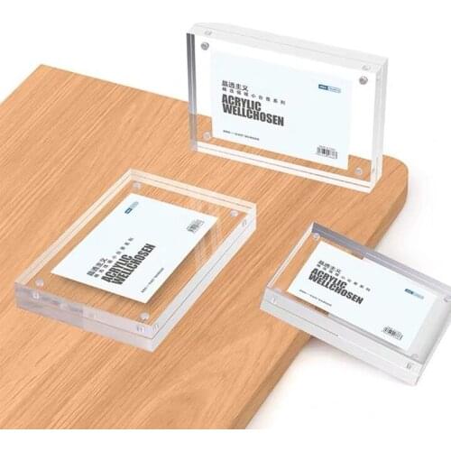 100*70mm Magnetic Acrylic Block Label Frame Desk Sign Holder Photo Frame Stand Desk Paper Card Picture Price Tag Display