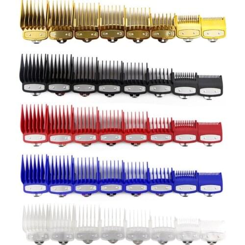 Q1QD 8pcs Barber Shop Styling Guide Comb Set Hair Trimmer Attachment Hairdresser Clipper 1.5mm-25mm