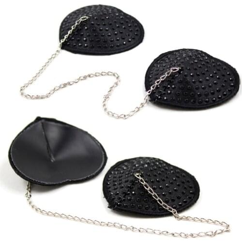 Black 1Pair Sexy Chain Nipple Cover Reusable Breast Wear Silicone Nipple Pasties Stickers Women Bra Pads