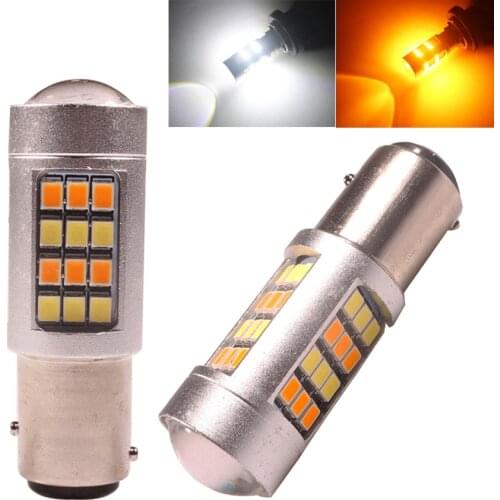 NHAUTP 2Pcs Dual Color 1157 BAY15D P21/5W T25 3157 P27/7W T20 7443 W21/5W Led Bulbs For Car DRL &Turn Signal Lights 2835 42-SMD