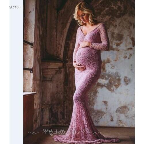 New Pregnant Mother Dress New Maternity Photography Props Women Pregnancy Clothes Lace Dress For Pregnant Photo Shoot Clothing
