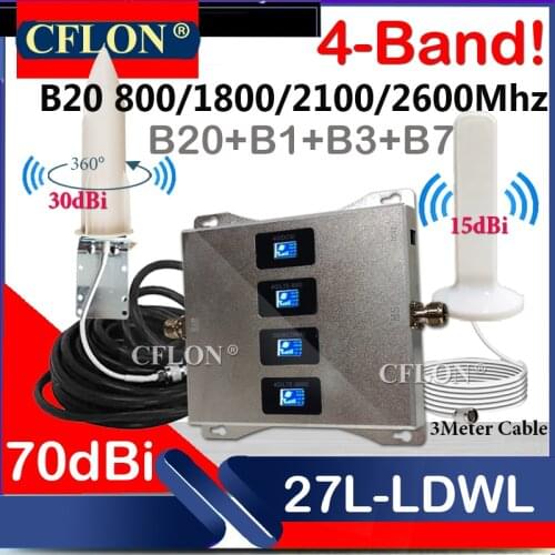 New!! CellPhone Cellular Repeater Multi-Band B20 800 1800 2100 2600Mhz 4G Cellular Amplifier GSM Repeater 2G3G4G Signal Booster