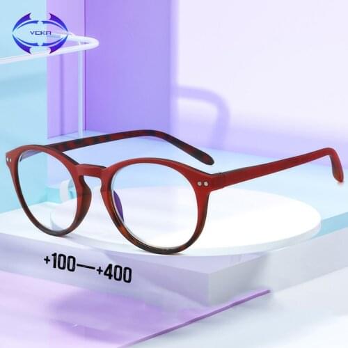 VCKA Retro Round Frame Reading Glasses Classic Women\Men Anti-Blue Computer Presbyopic Eyewear Oculos De Grau +1.0 to +4.0
