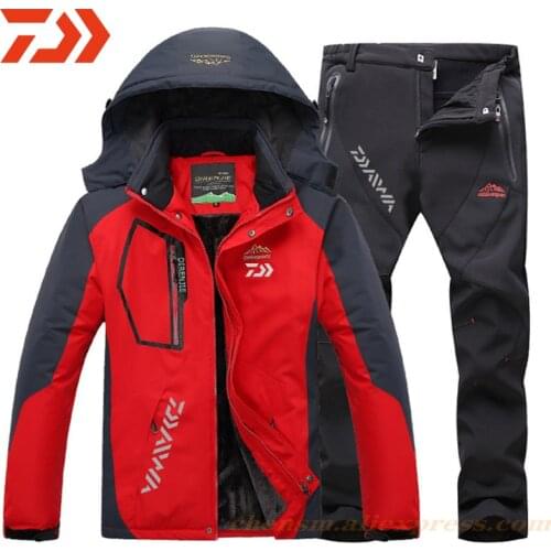 Daiwa Clothing for Fishing Jacket Waterproof Windproof Warm Thick Pants Fishing Shirt Sports Fishing Suit Winter Fishing Wear