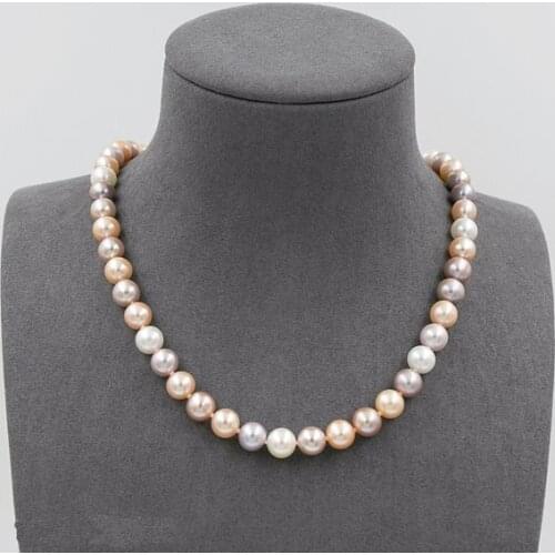 Genuine White Pink Lavender Multi Color Freshwater Pearl Necklace, 8-8.5MM Wedding Pearl Jewellery,S925 Sterling Silvers Clasp