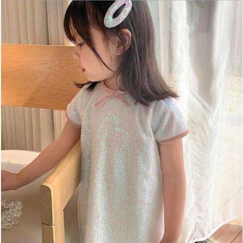 Baby Girl Summer sequins princess Dress Girls cute bow sequined Birthday party Dresses Children Vestido Clothing 1-8age