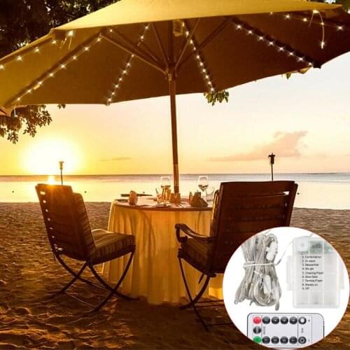 Beach Umbrella Tent Light 104LED AAA Battery Remote Control LED String Light Outdoor Hanging Umbrella Garden Patio Lamp Lights