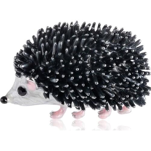 Popular Black Enamel Hedgehog Brooches For Women Lovely Animal Fashion Jewelry Pins Cute Kids Badges Pins Metal Unisex Broches