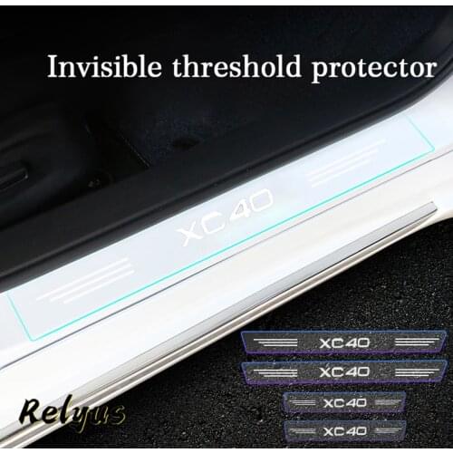4Pcs Transparent Car Door Sill Protector Threshold Anti-Scratch Protective Film Decorative Stickers For Volvo XC40 Accessories