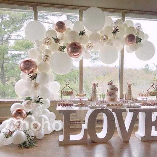 Rose Gold White Balloon Garland Arch Kit Valentines Day Wedding Party Decor Engagement Bridal Shower Organic Air Balon Set