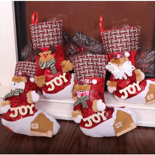 Christmas Stockings 3D Style Santa Snowman Reindeer Bear Character Fireplace Hanging Stockings for Home Festival Decor Best Gift