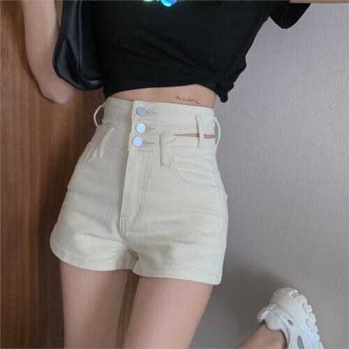 High Waist Slim Denim Shorts Bermuda Plus Size Woman New Fashion Buttons Tight Pockets Denim Shorts Washed Sexy Female summer