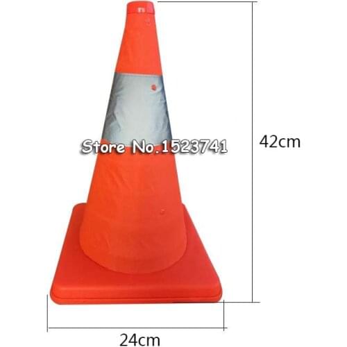 42cm Folding Road Safety Warning Sign Traffic Cone Orange Reflective Tape Drop Shipping Support