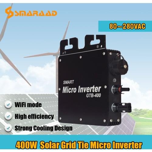 Smaraad 400W Solar Grid Tie Micro Inverter Microinverter Inversor 120V 230V AC Homeuse Solar PV Solar Waterproof IP65 PV Panel