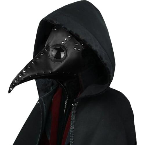 Steel Master Black PU Bird Mask Cosplay Party Plague Bird Mask Punk Cool Devil Maskes