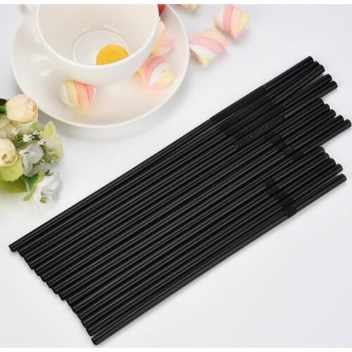100Pcs Drinking Straws 260mm/256mm/210mm Black Long Flexible Wedding Party Supplies Plastic Drinking Straws