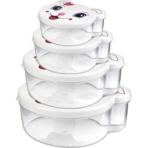 Venon Home Storage Container Square Pattern 4'lü Set Zoo