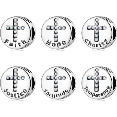 Hight Quality 925 Sterling Silver Beads Seven Virtues Bible 6 Style Charm Fits Original European Bracelets Nacklace Jewelry