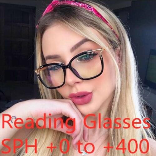 Anti Blue Light Women Reading Glasses Metal Quality Cat Eye Design Lady Eyeglasses Fashion Computer Eyewear Myopia Glasses
