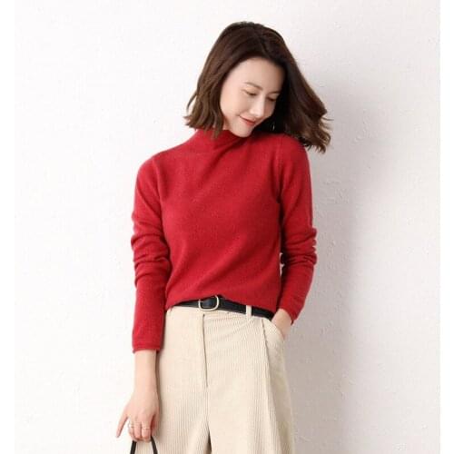 Sweater Women Half High Neck Pullover Sweater Autumn and Winter 2021 New Solid Color Cashmere Sweater