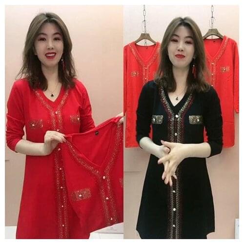 Woman Dress Summer Spring 2021 Best Selling Womens Clothes Diamond Dress V-neck Vestido De Mujer