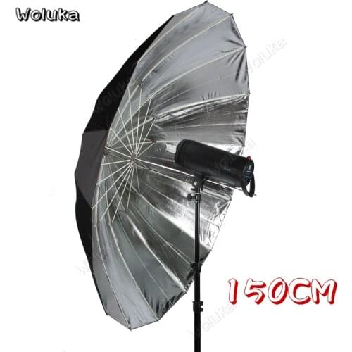 Large 150CM Black Silver Reflective Umbrella Flash Product Photography Studio Equipment Photo Umbrella 16 Bracket Frame CD50 T10