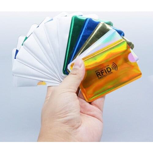 1pcs Anti Rfid Bank Card Holder Metal NFC Blocking Reader Lock ID Credit Card Bag Men Women Laser Aluminium Card Case Protect