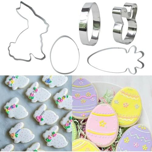 1Pcs Easter Baking Metal Molds kits for Easter Party Supplies Handmade Gift Carrot Rabbit Eggs Cookie Cutter Stainless Steel