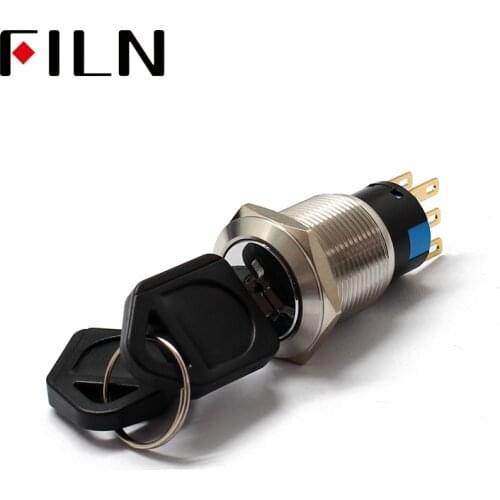 19mm Metal 3Pin 6pin ON-OFF ON-OFF-ON 2Position 3Position DPST DPDT A Series Electronic Lock Key Switch