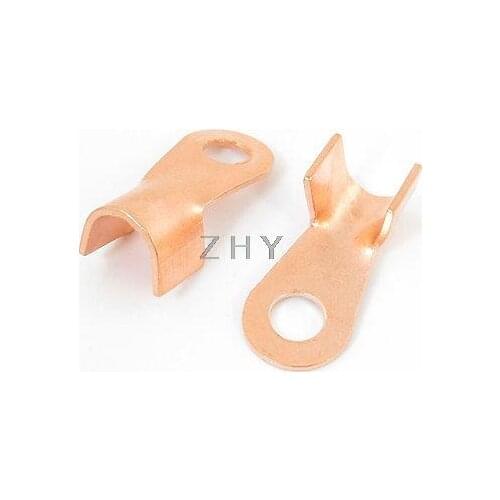 2 Pcs 10mm Tongue Hole Non-insulated Ring Copper Passing Through Terminal