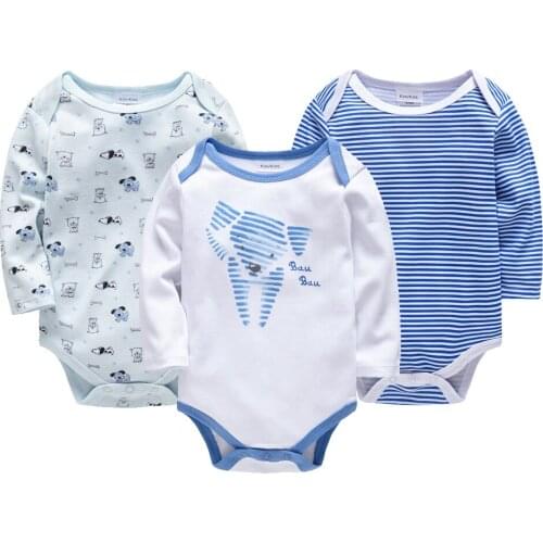 3 Pcs/set Baby Boy Bodysuit 100% Cotton Long Sleeve Spring Autumn Clothes Girl Newborn Cartoon Print Jumpsuit Infant Toddlers