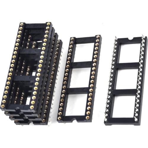 6x 2.54mm Pitch 40 Round Pins Double Row DIP IC Socket Adapter Solder