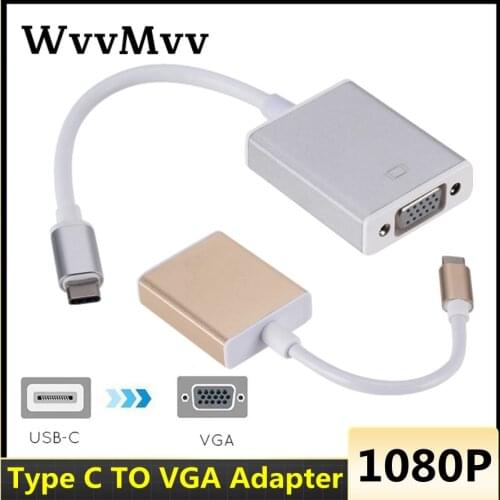 USBC to VGA Adapter USB 3.1 Type C Male to Female VGA Converter Cable 1080P HD for Macbook 12 inch Chromebook Pixel Lumia 950XL