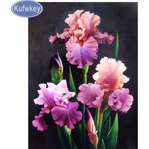 Full square / round drill 5D DIY diamond painting "purple irises" embroidery cross stitch 3D flower home decoration gift