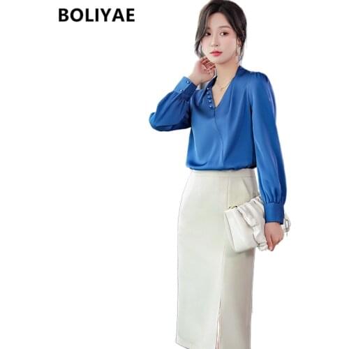 BOLIYAE Satin Blouses