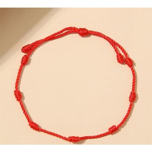 2Pcs 7 Knots Red String Bracelet for Protection Evil Eye Good Luck Amulet for Success and Prosperity Friendship Bracelet