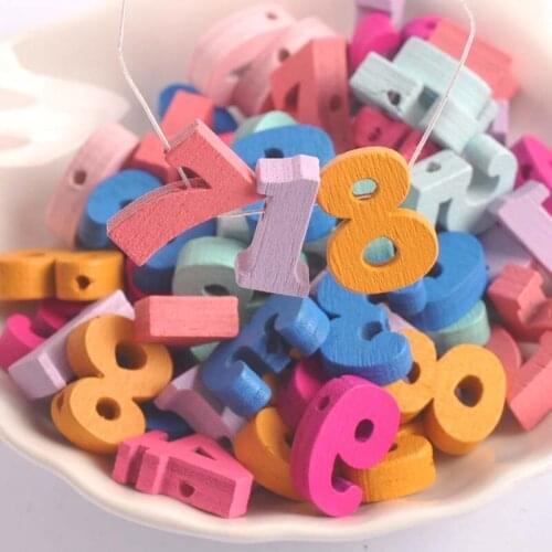 50pcs Mix colors number Wooden Spacer Beads For DIY Jewelry making For Home decoration 16mm MT2245