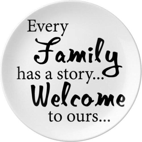 Family Story Quote Dessert Plate Decorative Porcelain 8 inch Dinner Home