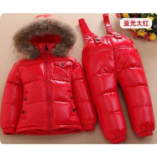 Childrens down jacket set winter new infant baby bib boy male child girl scorpion hair ski suit
