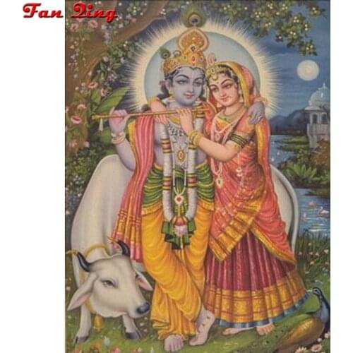 Diy 5 D Diamond Painting Krishna and his wife Cross Stitch Full Round square 3d Diamond Embroidery Rhinestone Home decor picture
