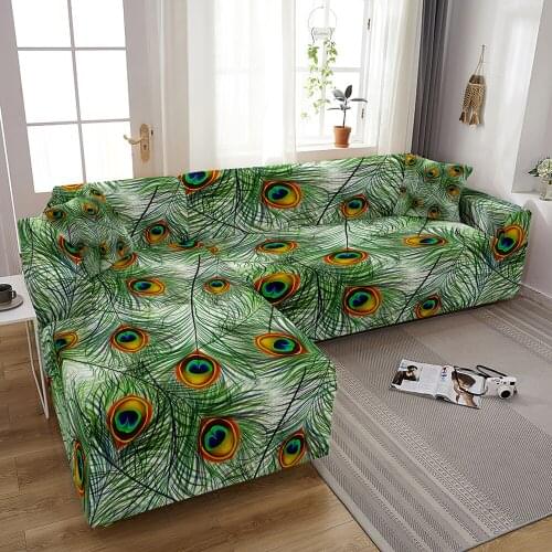 Feather Elastic Sofa Cover Stretch Sectional Corner Couch Cover L Shaped Universal Sofa Cover For Living Room 1/2/3/4 Slipcover
